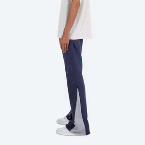 Pantalon de survêtement bleu marine pour homme, taille élastique, imprimé par sublimation, bande latérale, décontracté, léger, respirant, tricoté, pour l'été - Product Image 3