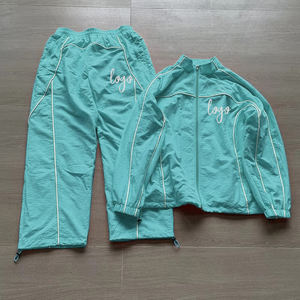 Custom Wholesale Waterproof Nylon Lightweight Sweatsuit Jogging Zip up Nylon Tracksuit Windbreaker <b>Set</b> - Product Image 4