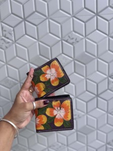 Handmade Genuine Leather <b>Wallet</b> With Floral Embroidery Bohemian Style Men's <b>Long</b> Zipper <b>Wallet</b> Daily Use Cash Card Holder - Product Image 1