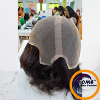 Perruques Courtes Indiennes OME Remy Hair, Densité 150%, Noir Naturel, Douces, Sans Colle, pour Perruque Transparente en Dentelle Pré-Plumée