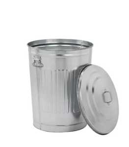 Shiny Stainless Steel Mini Trash Can with <b>Lid</b> Ribbed Metal Compost Bin Kitchen Countertop Waste Bucket Garbage <b>Dustbin</b> - Product Image 3