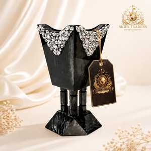 Quemador de Incienso Ecológico de Acero Inoxidable Negro Skies Traders, 100% Natural, con Detalles de Cristal, Soporte de Aromaterapia para Bakhoor Oud - Product Image 1