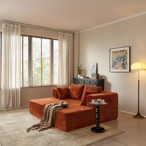 Poltrona Chaise Longue Doppia Oversize in Velluto a Coste, Sedia Letto Imbottita per Soggiorno, Divano Cloud Senza Montaggio - Product Image 5