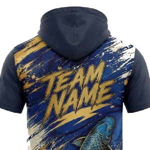 เสื้อฮู้ดน้ำหนักเบาสำหรับผู้ชาย แขนสั้น โพลีเอสเตอร์ เสื้อทีม OEM สกรีนชื่อและหมายเลขได้ ชุดกีฬา - Product Image 6