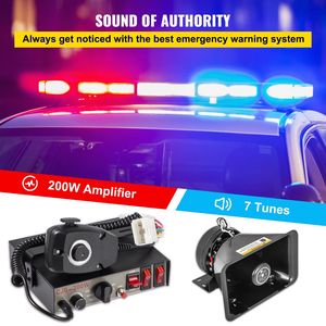 200W Kit di allarme del veicolo con 7 suono forte altoparlante PA sistema di emergenza sirena microfono per auto - Product Image 2