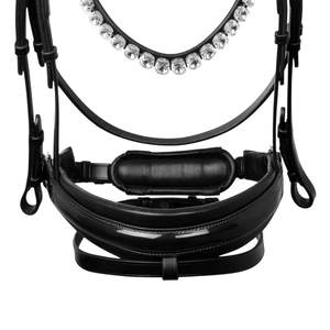 Brida de Cuero Negro Premium con Cristales, Acolchada, para Equitación Inglesa, Juego de Arreos Ecuestres para Doma, Salto y Entrenamiento - Product Image 3