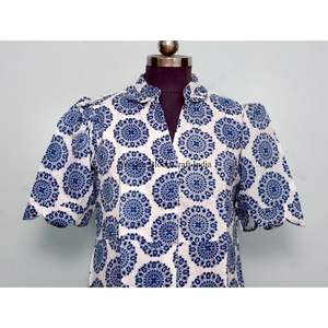 ชุดเดรสไหมพรมสไตล์อินเดีย คังกูร่า คอวี ความยาวปานกลาง สำหรับผู้หญิง ลายพิมพ์รักษ์โลก ซักได้ ตกแต่งด้วยกระดุม - Product Image 2