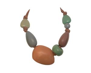Nouveau Vintage Bohème Indien Bijoux Collier Exagéré Chunky Fait À La Main Ras Du Cou avec Grande Résine et Longue Chaîne De Perles - Product Image 1
