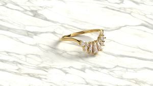Luxury 18K Gold Tapered Baguette Round Diamond <b>Ring</b> Curved <b>Stacking</b> Band Crown <b>Ring</b> <b>Stacking</b> <b>Ring</b> Fine Jewelry Gift for Women - Product Image 3