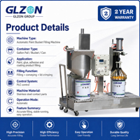 Machine de remplissage de seaux de peinture de 5 gallons avec système de pesage net et ligne de sertissage des couvercles