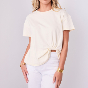 T-shirt pour femme, nouveau design tendance, coupe classique, confortable, manches courtes, couleur unie, décontracté, 100% coton, taille cintrée, t-shirts pour femme - Product Image 5