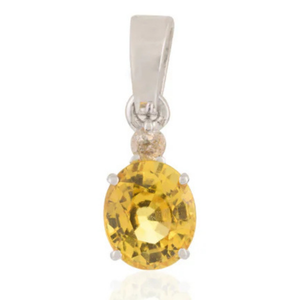 14K Gold Rhodium Plated Yellow Sapphire Pendant with Diamond and Pearl Accents - Product Image 2