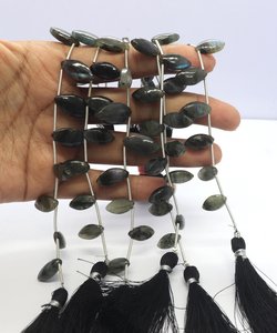 Flashy Labradorite Smooth Marquise Cut Side Drill Gemstone <b>Beads</b> 7x14-8x16MM Natural Labradorite Fancy Shape <b>Beads</b> 5Inch Jewelry - Product Image 1