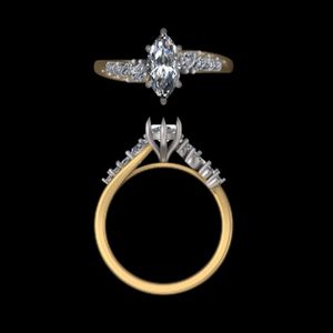 Anillo de Compromiso con Diamante Corte Marquesa, Oro Amarillo de 14k/18k, Estilo Bypass Wrap, Anillo de Boda con Piedras Laterales Graduadas, Joyería Fina, Regalo - Product Image 3