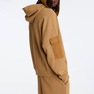 Sudadera con Capucha Extra Grande para Hombre, Diseño de Parches en Color Sólido, Algodón French Terry Transpirable, Ropa de Otoño, Corte Regular, de Salamon - Product Image 2