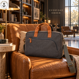 Classic Canvas <b>Laptop</b> Messenger <b>Bag</b> with Handles | Crossbody Shoulder Computer <b>Carry</b> <b>Bag</b> Front Pocket <b>for</b> Office Business Travel - Product Image 2