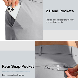 Pantalon de golf gris en toile pour homme, séchage rapide, coupe droite, évacuation de l'humidité, braguette zippée, léger, vêtement de sport pour adultes - Product Image 3