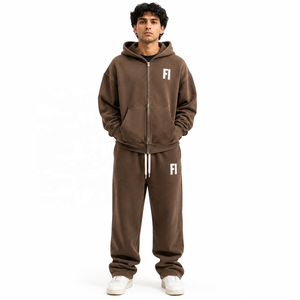 Conjunto de Sudadera con Capucha y Pantalón de Chándal para Hombre, Lavado Ácido, Nuevo Diseño, Ropa de Moda para Exteriores, 100% Algodón, Forro Polar Transpirable, Venta al por Mayor B2B EE. UU. - Product Image 1