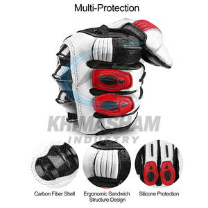 Gants de moto en cuir imperméables avec écran tactile et design à doigts complets, antidérapants, pour la course en extérieur - Product Image 2