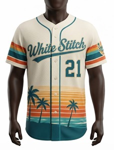 Maillot de baseball blanc à manches courtes pour homme, imprimé numérique, respirant, séchage rapide, coupe classique, numéro 21, logo frontal, été - Product Image 1