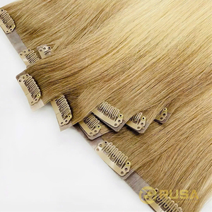 Extensions de cheveux naturels vietnamiens Rusa Hair, lisses, vierges, à clipser, double épaisseur, pointes super doubles, trame double faite à la machine, 100g, permanent - Product Image 1
