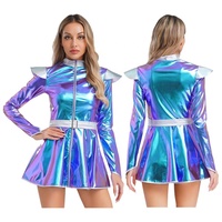 Costume d'Alien pour femmes, robe métallique en forme de A pour les fêtes, les événements de cosplay, les spectacles thématiques, la danse lyrique moderne