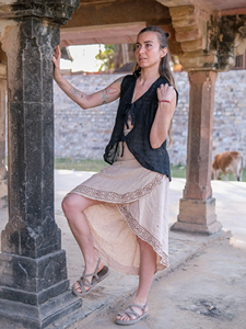 Handmade Black Cotton <b>Net</b> Shrug for Women Lightweight Crochet Style Sheer Summer Vest Boho Sleeveless Cardigan - Product Image 5