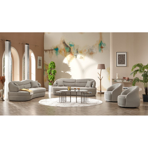 Traditional Velvet Modular Sectional <b>Sofa</b> <b>Set</b> with Curved Armrest and Pillow Back for Living Room - Product Image 3