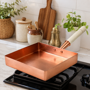 Sartén Cuadrada de Cobre Puro Hecha a Mano para Tamagoyaki, Sartén de Cobre con Mango de Madera, Sartén Japonesa para Omelette, Sartén Antiadherente, OEM ODM - Product Image 3