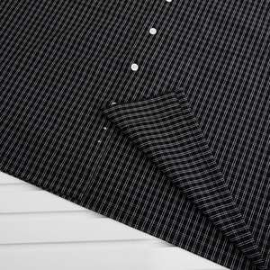 Men's Long Sleeve <b>Plaid</b> <b>Shirt</b> Casual Turn Down Collar Single Breasted Button Up Top Black White Checkered Pattern - Product Image 5