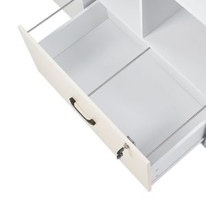 Armadietto Portadocumenti Mobile a 2 Cassetti con Ruote e Serratura, Scaffali Aperti Regolabili in Legno per Archiviazione - Product Image 2