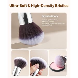 Set Professionale di 34 Pennelli per Trucco in Pelo di Capra, per Fondotinta, Sfumatura, Ombretto, Correttore e Blush, con Setole Morbide Ergonomiche - Product Image 3