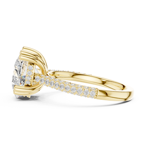 Anillo de Compromiso de Oro Amarillo con Diamante Cultivado en Laboratorio, Corte Corazón, Banda con Pavé de Diamantes, Anillo de Boda de Lujo para Mujer - Product Image 4