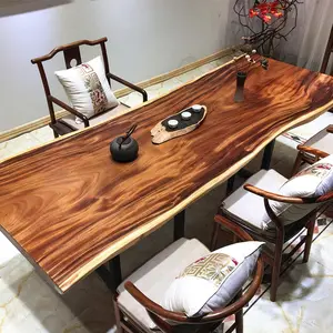 Factory Custom Restaurant Dining Room Solid Walnut Wood Slab Live Edge Dining Table for Restaurant