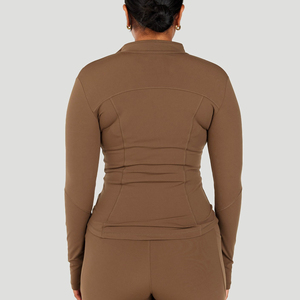 Sweat-shirt zippé à col montant pour femme, coupe ajustée, manches longues, haute qualité, vente en gros personnalisée - Product Image 3