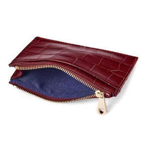 Funda de piel auténtica con logotipo de diseño profesional, monedero con cremallera de Color marrón - Product Image 2