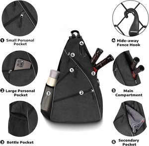 Sac à dos de pickleball personnalisé avec logo, sac de pickleball en nylon imperméable, sac à dos de sport pour raquettes - Product Image 3