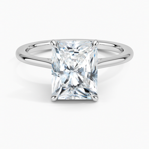 Anillo BOJ 082 con Corte Radiante, Plata 925, Diseño Floral con Engaste de Puntas, Anillo Solitario con Diamante de 2ct, Color D, VVS1, Moissanita Certificada por GRA, en Oferta - Product Image 1