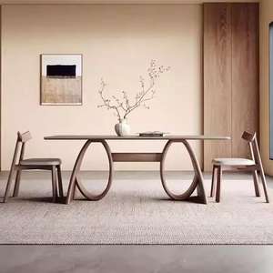 Mesa de comedor rectangular moderna, mesa escultórica de madera maciza, muebles de comedor personalizados hechos a mano de 160cm - Product Image 4