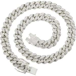 Luxury Cuban Link <b>Chain</b> Bracelet Set Moissanite Diamond Hip Hop White Gold <b>Iced</b> <b>Out</b> Jewelry for Men Women - Product Image 2
