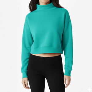 Sudadera Corta de Forro Polar Estampada de Algodón Suave con Cuello Alto para Mujer, Estilo Oversize, con Logo Personalizado 2026, para Invierno, Estilo Urbano - Product Image 4