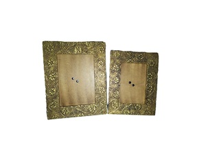 Rectangle Metal Photo <b>Frame</b> with Embossed Floral Pattern <b>Gold</b> Finish Durable Design - Product Image 1
