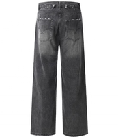Jeans à jambes larges pour hommes avec logo personnalisé B2B, coupe ample, 100% coton, écologique, imperméable, vintage, délavé, taille mi-haute, grande taille