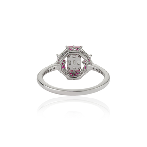 Newly Design Trending Genuine Ruby & Diamond Pure 14K White Gold <b>Stacking</b> Engagement <b>Ring</b> High End Custom Made Jewelry - Product Image 6