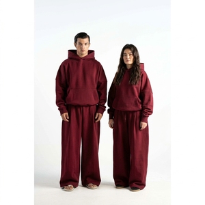 Conjunto Deportivo de Lujo Azul 2 en 1 para Hombre, Venta al por Mayor, 2026, Sudadera con Capucha y Pantalones Jogger de Forro Polar 100% Algodón, Logotipo Personalizado, Deporte de Invierno - Product Image 2