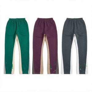 Pantalon de survêtement pour homme à blocs de couleur avec bande latérale, taille élastique, décontracté, pour l'automne, en coton et fibre de bambou, respirant, tricoté - Product Image 2