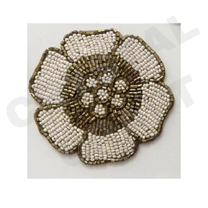 premium handmade <b>beaded</b> <b>coaster</b> set for dining room floral embroidery <b>beaded</b> <b>coaster</b> set for table decoration traditional handma - Product Image 2