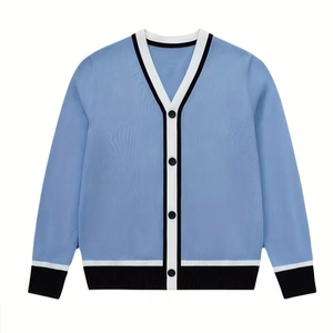 Knit Chic High School Student Uniform 100% Cotton Cardigan Sweater V-Neck Button Preppy Soft Comfortable - Product Image 3
