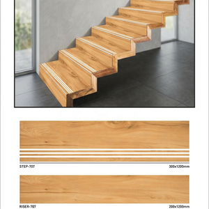Marches d'escalier de finition brillante: 1200x200mm et 1200x300mm, épaisseur de 11mm, carreaux de riser en porcelaine céramique antidérapants mats - Product Image 1