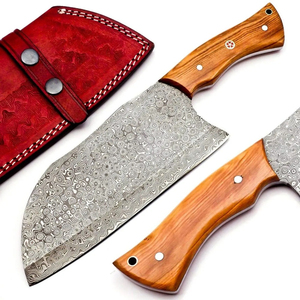 Couteau de chef Burraq OEM artisanal en acier Damas de qualité industrielle, multifonctionnel, motif goutte de pluie, avec étui en cuir, 12 pouces - Product Image 5